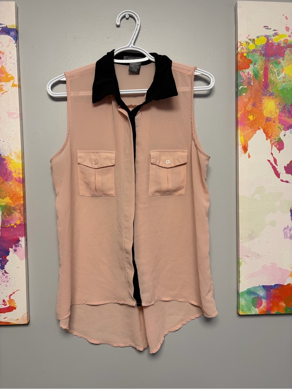 **3 for $15**Suzy Shier Pink Button Down Polo Collar Blouse